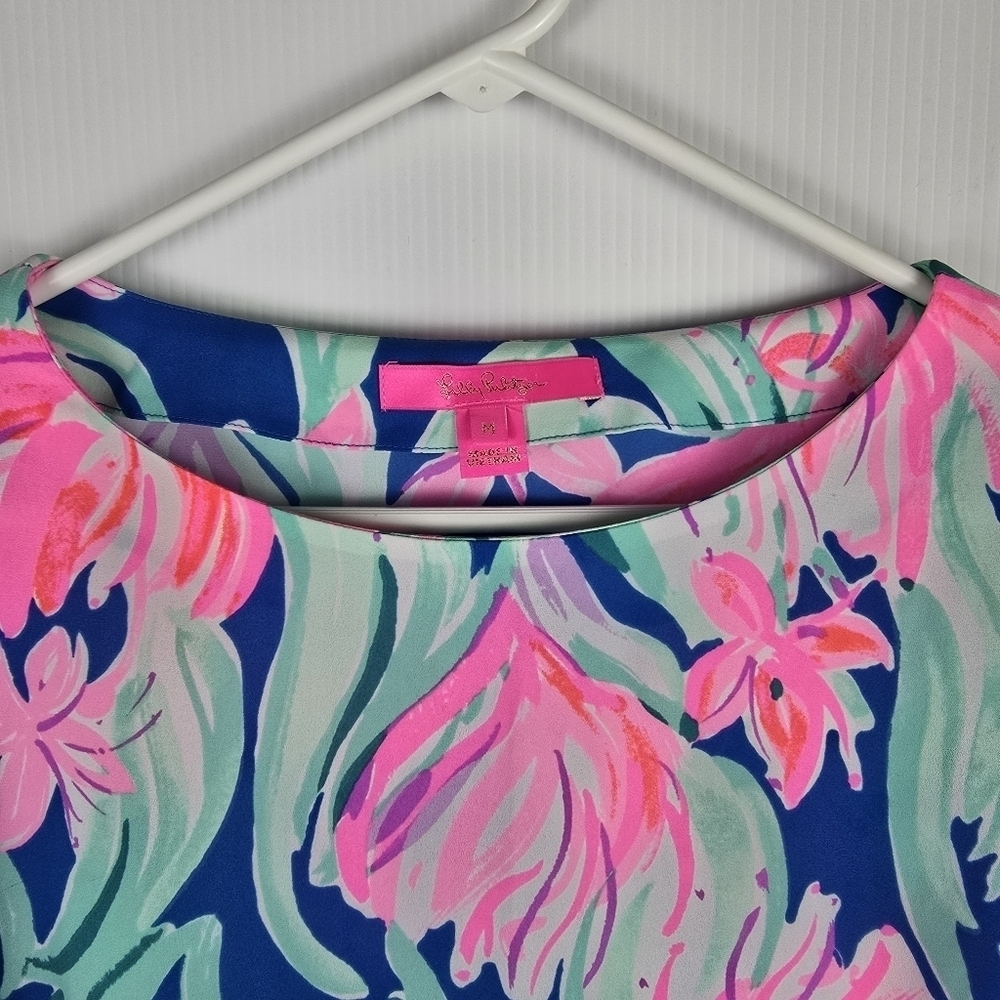 NWOT Lilly Pulitzer Langston Women's Top In Dream A Little Dream Tie Sleeves M - Picture 6 of 12